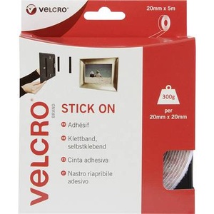 VELCRO, VELCRO® VEL-EC60216 Klettband zum Aufkleben Haft- und Flauschteil (L x B) 5000 mm x 20 mm Weiß 5 m, VELCRO® Klettband Selbstklebend Haken & Flausch 20mm x 5m Weiß