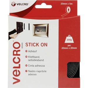 VELCRO, VELCRO® VEL-EC60217 Klettband zum Aufkleben Haft- und Flauschteil (L x B) 5000 mm x 20 mm Schwarz 5 m, VELCRO® Klettband Selbstklebend Haken & Flausch 20mm x 5m Schwarz