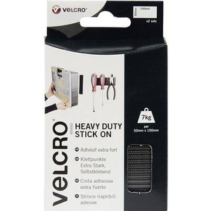 VELCRO, VELCRO® VEL-EC60239 Klettband zum Aufkleben Haft- und Flauschteil, extrastark (L x B) 100 mm x 50 mm Schwarz 2 Paar, VELCRO® Klettstreifen Extra Stark Selbstklebend Haken & Flausch 50mm x 100mm x 2
