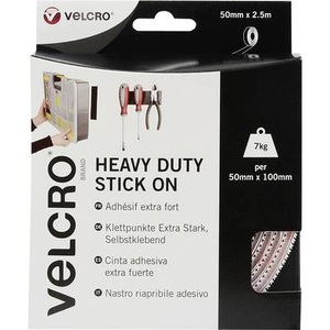 VELCRO, VELCRO® VEL-EC60246 Klettband zum Aufkleben Haft- und Flauschteil, extrastark (L x B) 2500 mm x 50 mm Weiß 2.5 m, VELCRO® Klettband Extra Stark Selbstklebend Haken & Flausch 50mm x 2.5m Weiß