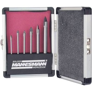 BRÜDER MANNESMANN, Brüder Mannesmann 54806 Glas- und Fliesenbohrer-Set 6teilig Zylinderschaft 1 Set, 