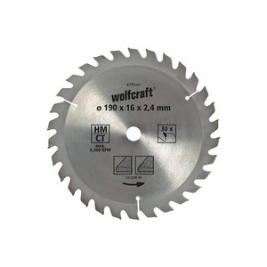 Wolfcraft 6735000 Hartmetall Kreissägeblatt 190 x 16 mm Zähneanzahl: 30 1 St.
