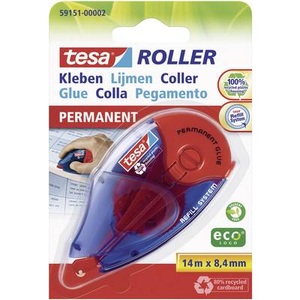 Tesa, tesa Klebeband-Abroller 59151, Tesa Kleberoller ecoLogo, 8,4mm x 14m, permanent, 59151-00002