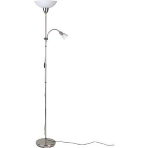 Brilliant, Deckenfluter mit Leselampe Halogen E27 60 W EEK: abhängig v. Leuchtmittel (A++ - E) Brilliant Darlington Eisen, Brilliant Deckenfluter »DARLINGTON«, 1 flammig, Leuchtmittel E27 ohne Leuchtmittel, 178 cm Höhe, Ø 28 cm, E27 + E14, schwenkbar, Metall/Glas, eisen/weiss