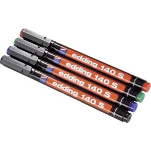 edding, Edding Permanentmarker edding 140 S Schwarz, Rot, Blau, Grün wasserfest: Ja 04140-4000, Edding OHP-Marker, permanent, 0,3mm, 140S-E4, (4 Farben, Etui)
