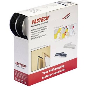 Fastech, Fastech B20-SKL999925 Klettband zum Aufkleben Haft- und Flauschteil (L x B) 25000 mm x 20 mm Schwarz 25 m, FASTECH Klettband-Box 20 mm x 25 m selbstklebend, Schwarz