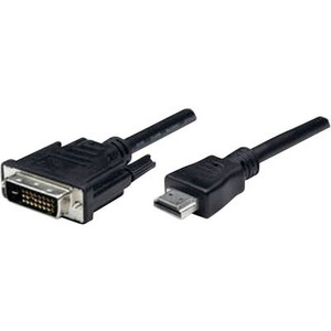 Manhattan, Manhattan HDMI / DVI Anschlusskabel [1x HDMI-Stecker - 1x DVI-Stecker 24+1pol.] 1.8 m Schwarz, Manhattan HDMI / DVI Adapterkabel HDMI-A Stecker, DVI-D 24+1pol. Stecker 1.80 m Schwarz 372503-CG schraubbar HDMI-Kabel