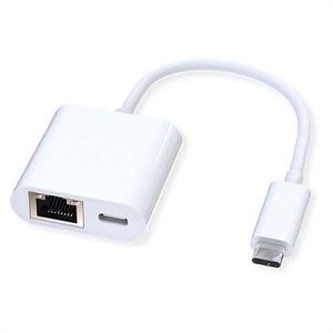 ROLINE, Roline USB 3.2 Gen 2 (USB 3.1 Gen 2) Konverter [1x USB-C® Stecker - 1x USB-C® Buchse, RJ45-Buchse] 12021100, ROLINE USB 3.2 Gen 2 Typ C zu Gigabit Ethernet Konverter + 1x PD Port, 100W