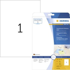 HERMA, Herma 4375 Etiketten 210 x 297 mm Polyester-Folie Transparent 25 St. Permanent Universal-Etiketten, Wetterfeste, HERMA Universal-Etiketten A4 Matt, Wetterfest, 25 Etiketten