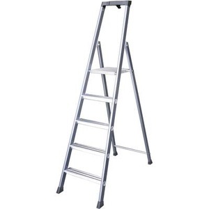 KRAUSE, KRAUSE Alu-Stufenstehleiter eloxiert 6 Stufen, Krause 124203 Aluminium Stufen-Stehleiter Arbeitshöhe (max.): 3.25 m Silber, Blau DIN EN 131 6.10 kg