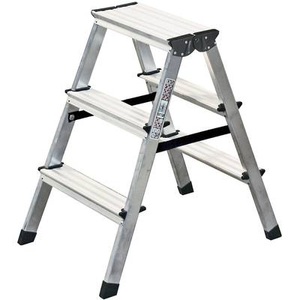 KRAUSE, Krause 120328 Aluminium Stufen-Doppelleiter Arbeitshöhe (max.): 2.20 m Silber 2.4 kg, Krause 120328 Aluminium Stufen-Doppelleiter Arbeitshöhe (max.): 2.20 m Silber DIN EN 131 2.4 kg