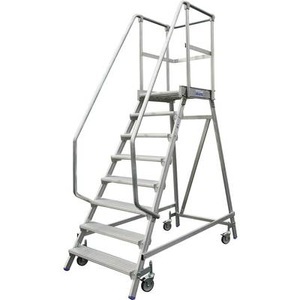 KRAUSE, KRAUSE Podestleiter MH einseitig begehbar 7 Stufen, KRAUSE® Podesttreppe, 1-seitig, verfahrbar, Standhöhe 1,65 m
