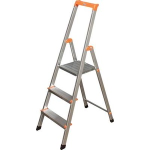 KRAUSE, Krause 126214 Aluminium Stufen-Stehleiter Arbeitshöhe (max.): 2.65 m Silber 2.9 kg, Solidy StehLeiter 1x3 Stu.
