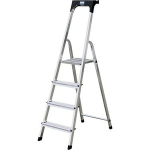 KRAUSE, Krause 126337 Aluminium Stufen-Stehleiter Arbeitshöhe (max.): 3.05 m Silber 4.7 kg, Safety StehLeiter 1x5 Stu.