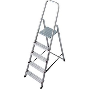 KRAUSE, KRAUSE Sicherheitstrittleiter »CORDA«, einseitig begehbar, Krause 000729 Aluminium Stufen-Stehleiter Arbeitshöhe (max.): 3.00 m Silber 4.3 kg