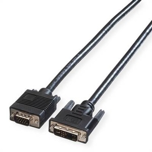 ROLINE, Roline VGA / DVI Anschlusskabel VGA 15pol. Stecker, DVI-A 12+5pol. Stecker 3.00 m Schwarz 11.04.5430 Geschirmt,, ROLINE DVI-VGA-Kabel, DVI (12+5) ST - HD15 ST, 3 m