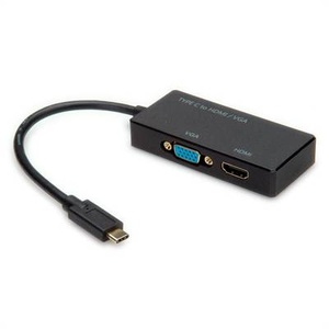 VALUE, Value 12.99.3215 - Usb-Hdmi Adapter (Schwarz), VALUE Display Adapter USB Typ C - VGA / HDMI