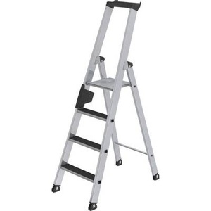 Guenzburger, Guenzburger Stufen-Stehleiter einseitig begehbar, geriffelt 4 Stufen, MUNK Günzburger Steigtechnik 41504 Aluminium Stufen-Stehleiter Arbeitshöhe (max.): 3 m 6.9 kg