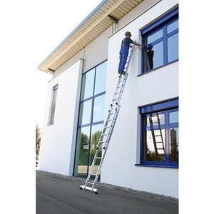 Guenzburger, Guenzburger Anlegeleiter höhenverstellbar Schiebeleiter, 3-teilig mit nivello®-Traverse 3 x 10 Sprossen, MUNK Anlegeleiter höhenverstellbar, Schiebeleiter, 3-teilig mit nivello®-Traverse, 3 x 10 Sprossen