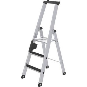 Guenzburger, Guenzburger Stufen-Stehleiter einseitig begehbar, rutschhemmend 3 Stufen, MUNK Günzburger Steigtechnik 41623 Aluminium Stufen-Stehleiter Arbeitshöhe (max.): 2.75 m 5.8 kg