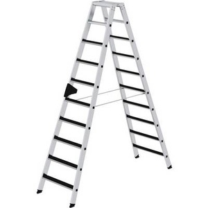 Guenzburger, Guenzburger Stufen-Stehleiter beidseitig begehbar, geriffelt 2 x 10 Stufen, MUNK Günzburger Steigtechnik 41610 Aluminium Stufen-Stehleiter Arbeitshöhe (max.): 4 m 18 kg