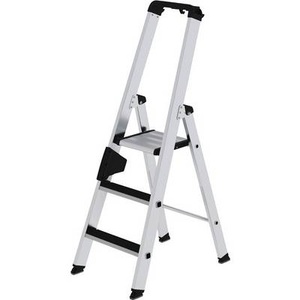 Guenzburger, Guenzburger Stufen-Stehleiter einseitig begehbar, geriffelt 3 Stufen, MUNK Günzburger Steigtechnik 41503 Aluminium Stufen-Stehleiter Arbeitshöhe (max.): 2.75 m 5.8 kg