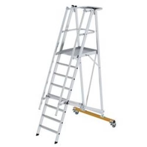 undefined, Alu-Plattformleiter, fahrbar mit 3-seitigem Plattformgeländer 8 Sprossen inkl. Plattform, MUNK Günzburger Steigtechnik 52308 Aluminium Plattformleiter Montage mit Werkzeug Arbeitshöhe (max.): 3.85 m