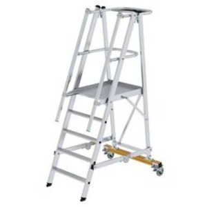 undefined, Alu-Plattformleiter, fahrbar mit 3-seitigem Plattformgeländer 5 Sprossen inkl. Plattform, MUNK Günzburger Steigtechnik 52305 Aluminium Plattformleiter Montage mit Werkzeug Arbeitshöhe (max.): 3.15 m