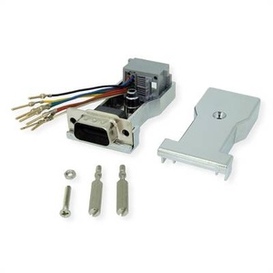 ROLINE, ROLINE 12.03.7524 - RS232 zu RJ45 Adapter (Silber), ROLINE DB9 Stecker-RJ45 Buchse 8P/8C 8Ltg., silberfarben