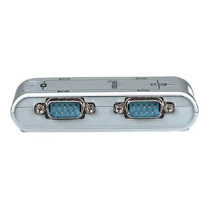 Manhattan, Manhattan USB 2.0 Adapter [4x D-SUB-Stecker 9pol. - 1x USB 2.0 Buchse B] 151047, Manhattan USB-A to 4x Serial Port Converter, Male to Male, Serial/RS232, MosChip MCS7840, Automatic IRQ and I/O address
