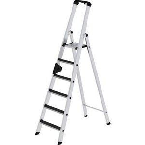 Guenzburger, Guenzburger Stufen-Stehleiter einseitig begehbar, rutschhemmend 6 Stufen, MUNK Günzburger Steigtechnik 41626 Aluminium Stufen-Stehleiter Arbeitshöhe (max.): 3.5 m 9.5 kg