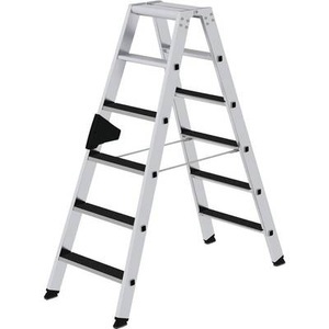 Guenzburger, Guenzburger Stufen-Stehleiter beidseitig begehbar, rutschhemmend 2 x 6 Stufen, MUNK Günzburger Steigtechnik 41639 Aluminium Stufen-Stehleiter Arbeitshöhe (max.): 3 m 10.5 kg