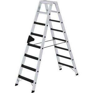 Guenzburger, Guenzburger Anlegeleiter mit Sprossen Profiausführung, Breite 420 mm 12 Sprossen, mit nivello®-Traverse, MUNK Günzburger Steigtechnik 43808 Aluminium Stufen-Stehleiter Arbeitshöhe (max.): 3.5 m 14 kg