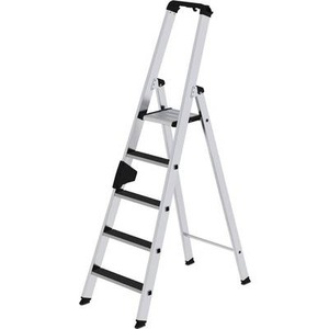 Guenzburger, Guenzburger Stufen-Stehleiter einseitig begehbar, rutschhemmend 5 Stufen, MUNK Günzburger Steigtechnik 41625 Aluminium Stufen-Stehleiter Arbeitshöhe (max.): 3.25 m 8 kg