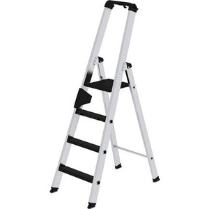 Guenzburger, Guenzburger Stufen-Stehleiter einseitig begehbar, rutschhemmend, belastbar 4 Stufen, MUNK Günzburger Steigtechnik 42704 Aluminium Stufen-Stehleiter Arbeitshöhe (max.): 3 m 6.9 kg