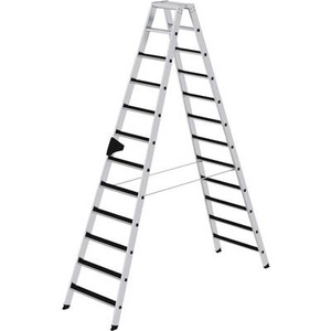 Guenzburger, Guenzburger Stufen-Stehleiter beidseitig begehbar, geriffelt 2 x 12 Stufen, MUNK Günzburger Steigtechnik 41612 Aluminium Stufen-Stehleiter Arbeitshöhe (max.): 4.5 m 22 kg
