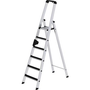 Guenzburger, Guenzburger Stufen-Stehleiter einseitig begehbar, geriffelt 6 Stufen, MUNK Stufen-Stehleiter CLIP-STEP, einseitig begehbar, geriffelt, 6 Stufen