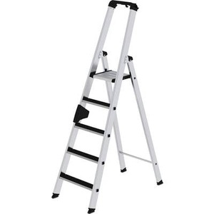 Guenzburger, Guenzburger Stufen-Stehleiter einseitig begehbar, geriffelt 5 Stufen, MUNK Günzburger Steigtechnik 41505 Aluminium Stufen-Stehleiter Arbeitshöhe (max.): 3.25 m 8 kg