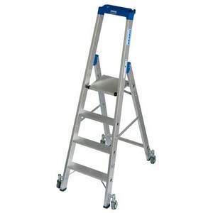 KRAUSE, Krause 124616 Aluminium Stufen-Stehleiter fahrbar Arbeitshöhe (max.): 2.95 m Silber 8.7 kg, STABILO StehLeiter, fahrbar 1x4 Stu.