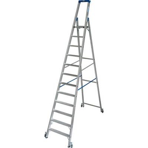 KRAUSE, Krause 124678 Aluminium Stufen-Stehleiter fahrbar Arbeitshöhe (max.): 4.80 m Silber 17.9 kg, STABILO StehLeiter, fahrbar 1x12 Stu.