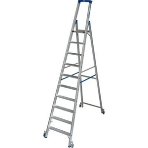 KRAUSE, Krause 124661 Aluminium Stufen-Stehleiter fahrbar Arbeitshöhe (max.): 4.35 m Silber 15.3 kg, STABILO Stehleiter, fahrbar 1x10 Stu.