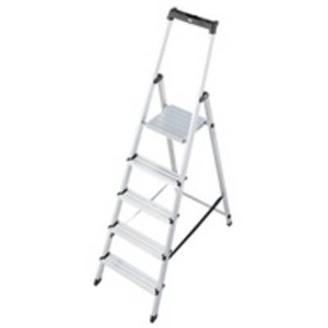 KRAUSE, Krause 126238 Aluminium Stufen-Stehleiter Arbeitshöhe (max.): 3.05 m Silber 4.5 kg, Solidy StehLeiter 1x5 Stu.