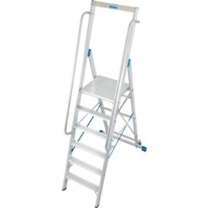 KRAUSE, Krause 127761 Aluminium Stufen-Stehleiter Arbeitshöhe (max.): 3.40 m Silber 18.5 kg, STABILO Stehleiter gr. Plattf. 1x6 Stu.
