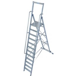 KRAUSE, Krause 127822 Aluminium Stufen-Stehleiter Arbeitshöhe (max.): 4.80 m Silber 26 kg, STABILO StehLeiter gr. Plattf. 1x12 Stu.