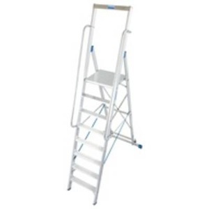 KRAUSE, Krause 127785 Aluminium Stufen-Stehleiter Arbeitshöhe (max.): 3.90 m Silber 21 kg, STABILO StehLeiter gr. Plattf. 1x8 Stu.