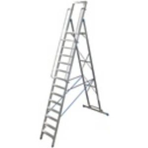KRAUSE, Krause 127846 Aluminium Stufen-Stehleiter Arbeitshöhe (max.): 5.30 m Silber 29 kg, STABILO Stehleiter gr. Plattf. 1x14 Stu.