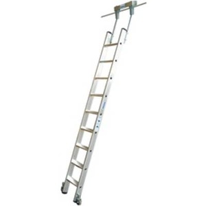 KRAUSE, KRAUSE Stufen-Regalleiter mit Kopffahrwerk für Rundrohr-Schienenanlage 9 Stufen, KRAUSE® Regal-Anlegeleiter Profi, Standhöhe 1,40 m