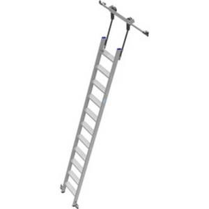 KRAUSE, KRAUSE Stufen-Regalleiter mit Kopffahrwerk für Rundrohr-Schienenanlage 11 Stufen, KRAUSE® Regal-Anlegeleiter Profi, Standhöhe 1,85 m