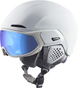 Alpina, Alpina Alto Q-Lite Visier Skihelm - White Matt, Alpina Arber Visor Skihelm - Dirt Blue Matt (Grösse: 58-62)