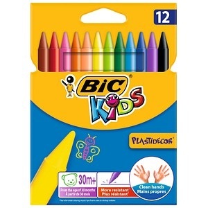 BIC, 12 BIC Plastidecor Slim Wachsmalstifte farbsortiert, 